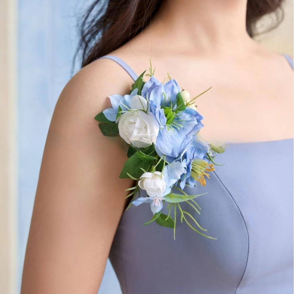 Blue artificial flower corsage set 2pcs for wedding prom homecoming mother daughter