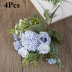 Blue artificial dandelion bouquet set of 4 for wedding and party decoration
