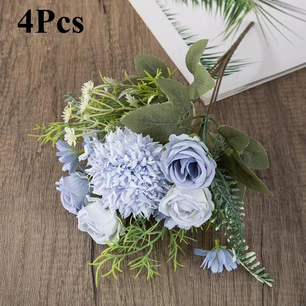 Blue artificial dandelion bouquet set of 4 for wedding and party decoration
