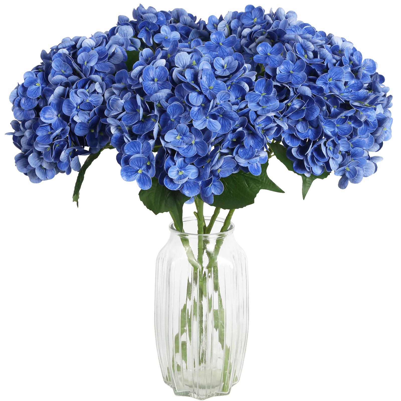 Blue real touch latex hydrangea 4pcs 21 inch for wedding centerpiece home baby shower decor