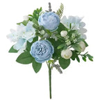 Blue artificial rose bouquet fake flowers for table centerpiece cake topper