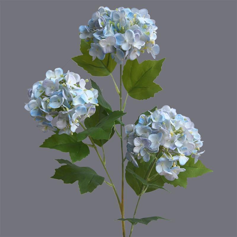 Blue faux hydrangea blooms 5pcs artificial flowers for home office wedding party decor