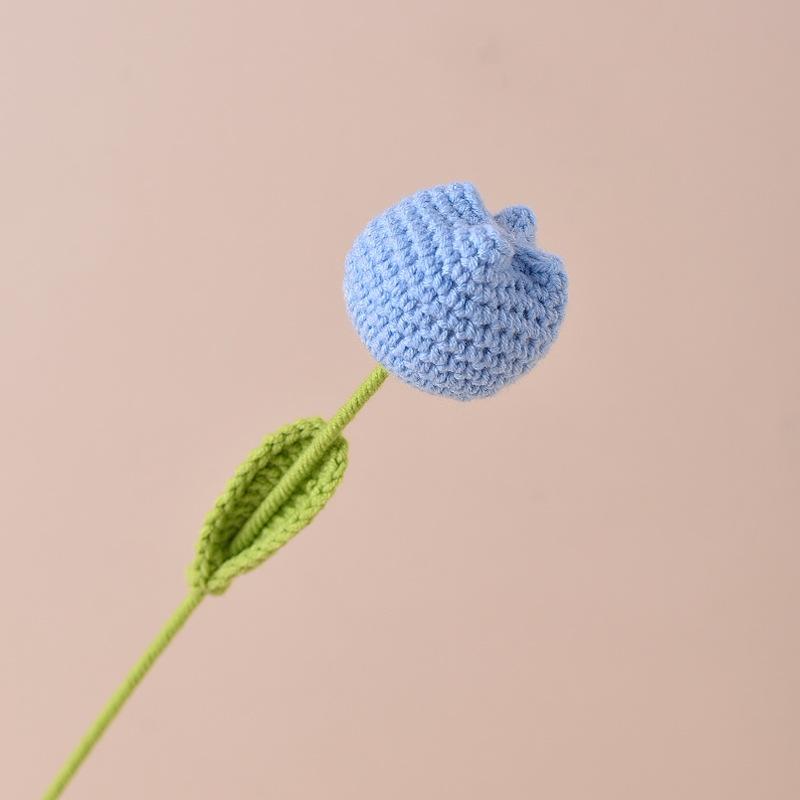 Blue handmade crochet tulip bouquet 8pcs for Mother's Day birthday anniversary home decor gift