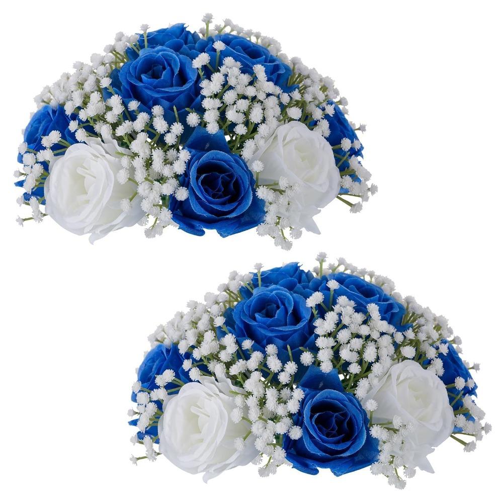 Blue rose flower ball centerpiece artificial flowers wedding table decor