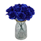 Blue glitter rose bouquet 30pcs with stems for wedding Valentine's Day party home decor