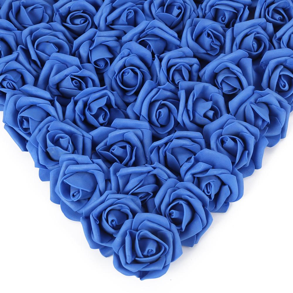 Blue artificial stemless foam rose heads 200pcs for wedding DIY party home decor