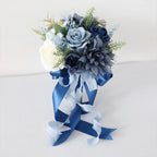 Blue artificial toss rose bouquet for wedding ceremony church decoration anniversary