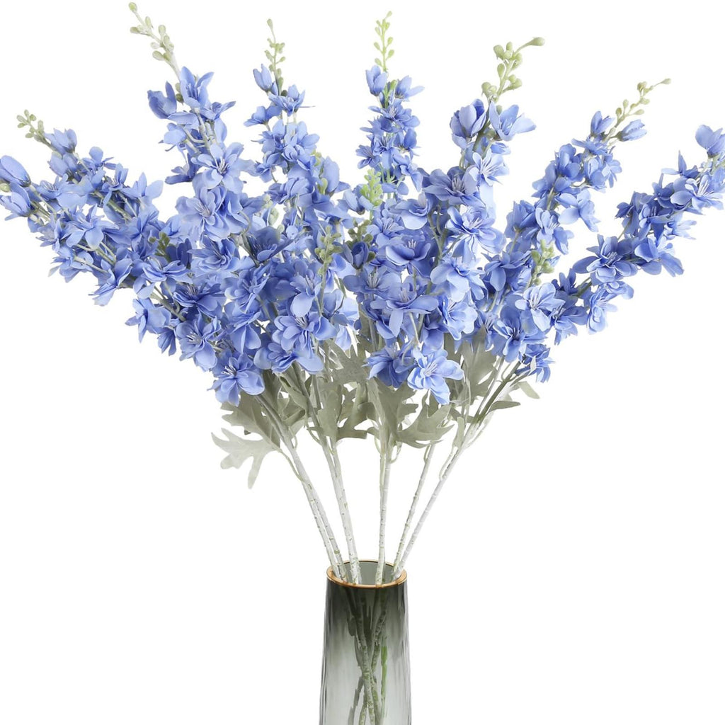 Blue artificial delphinium larkspur 8pcs 33.5in long stem for tall vase wedding decor