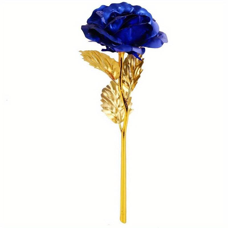 Blue handmade gold foil rose flower box romantic gift for Valentine's Day anniversary birthday her