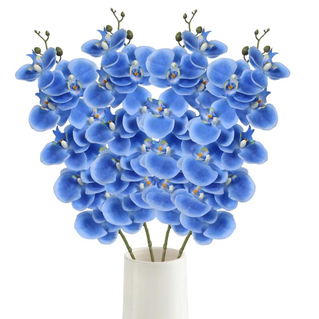 Blue artificial phalaenopsis orchid 4pcs 37.4in real touch stems for home decor wedding