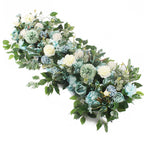 Blue artificial rose peony flower swag garland with eucalyptus for wedding arch front door decor