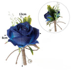 Blue groom boutonniere brooch set of 4 with faux pearl for wedding ceremony
