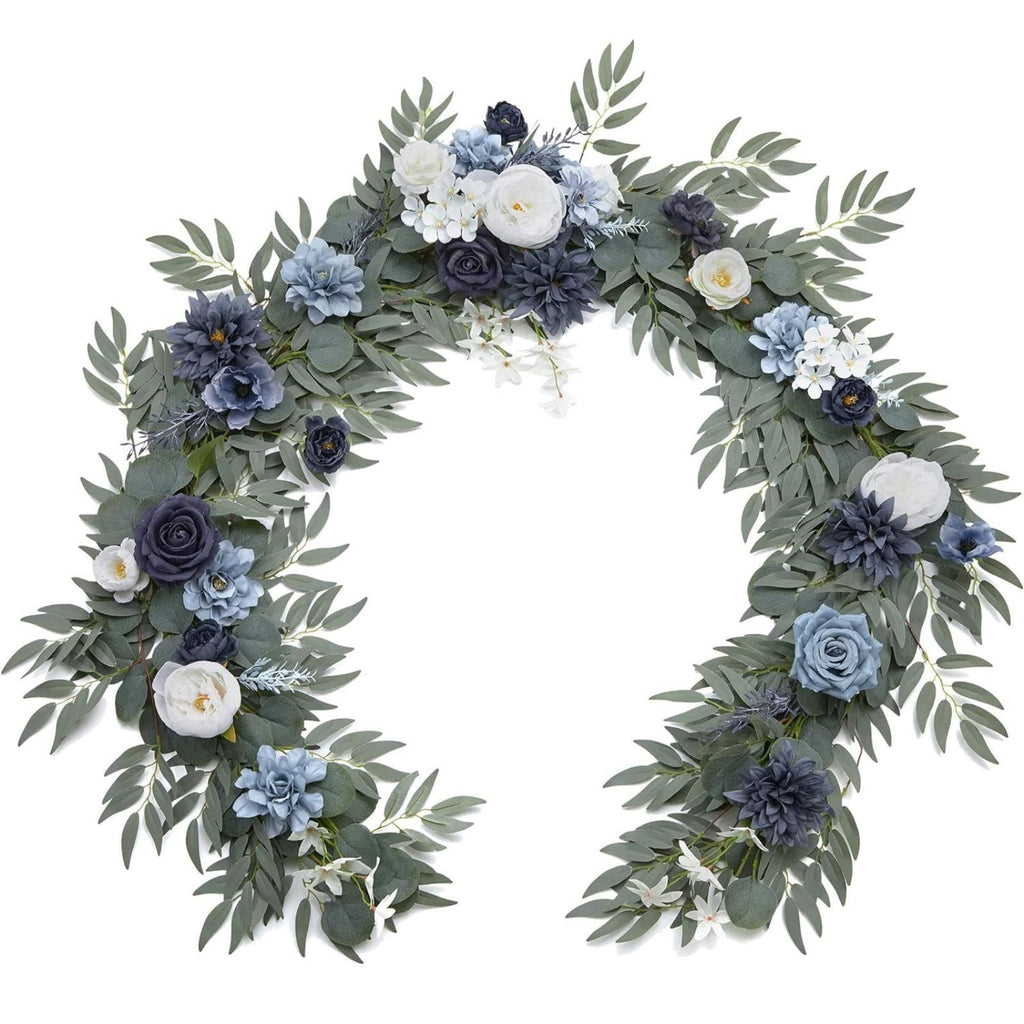 Blue artificial flower vine garland 5.9ft for wedding backdrop and ceremony decor
