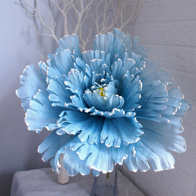 Blue large artificial chiffon peony flower for wedding and event decoration
