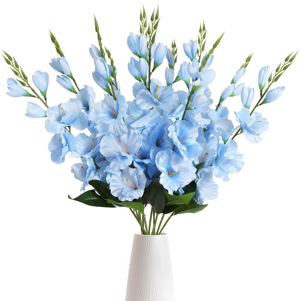 Blue faux butterfly orchid real touch silk flowers 10 blooms double branch for wedding home decor
