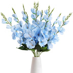 Blue faux butterfly orchid real touch silk flowers 10 blooms double branch for wedding home decor