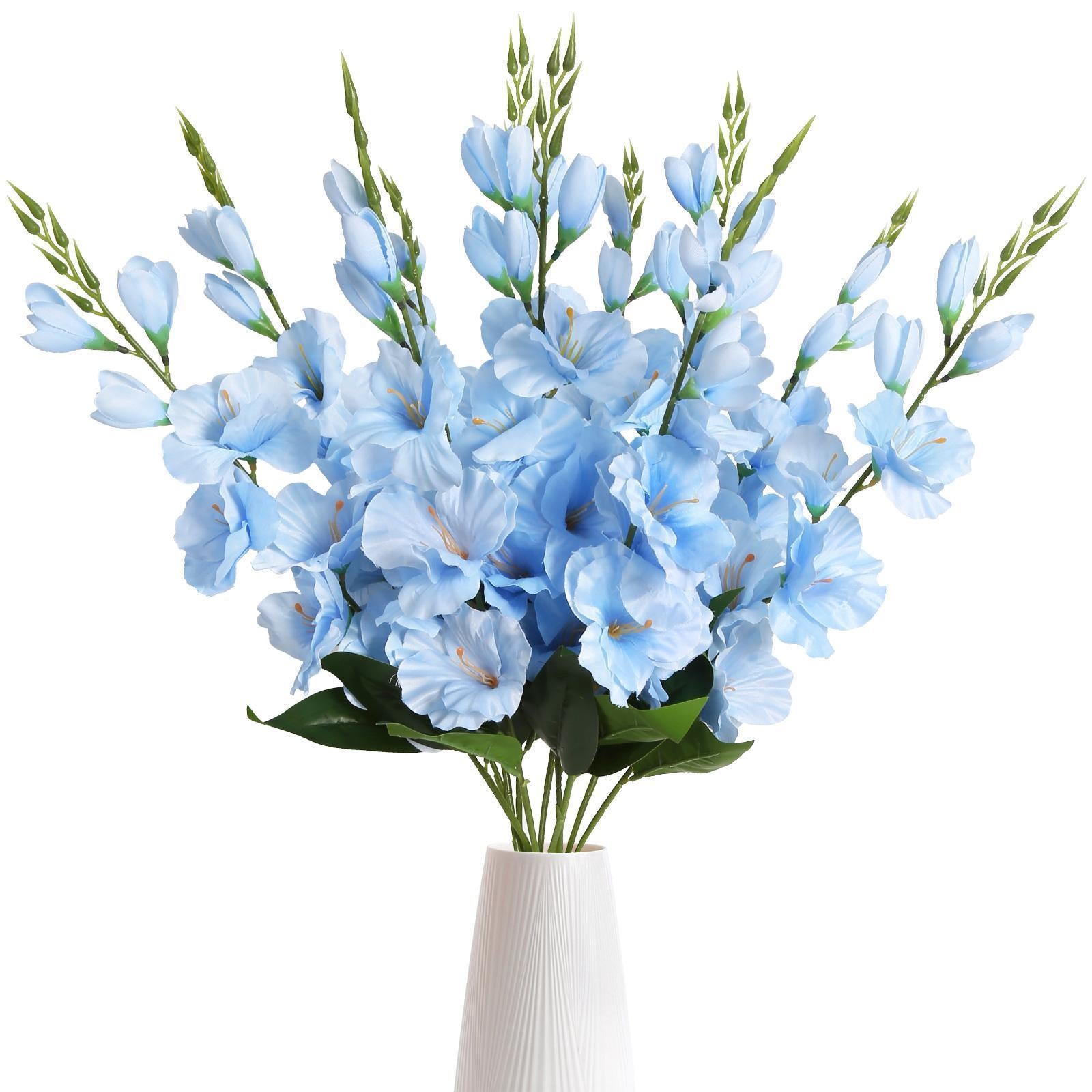 Blue faux butterfly orchid real touch silk flowers 10 blooms double branch for wedding home decor
