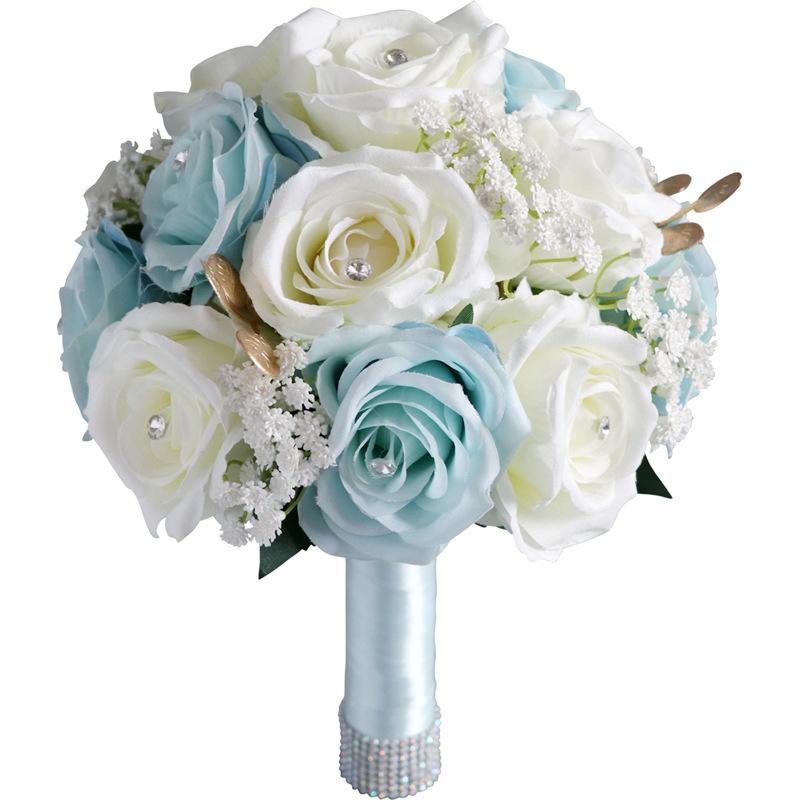 Blue rose wedding bouquet for bride bridesmaid wedding ceremony prom party decoration
