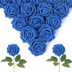 Blue foam fake roses 30pcs for DIY wedding baby shower centerpiece party decor