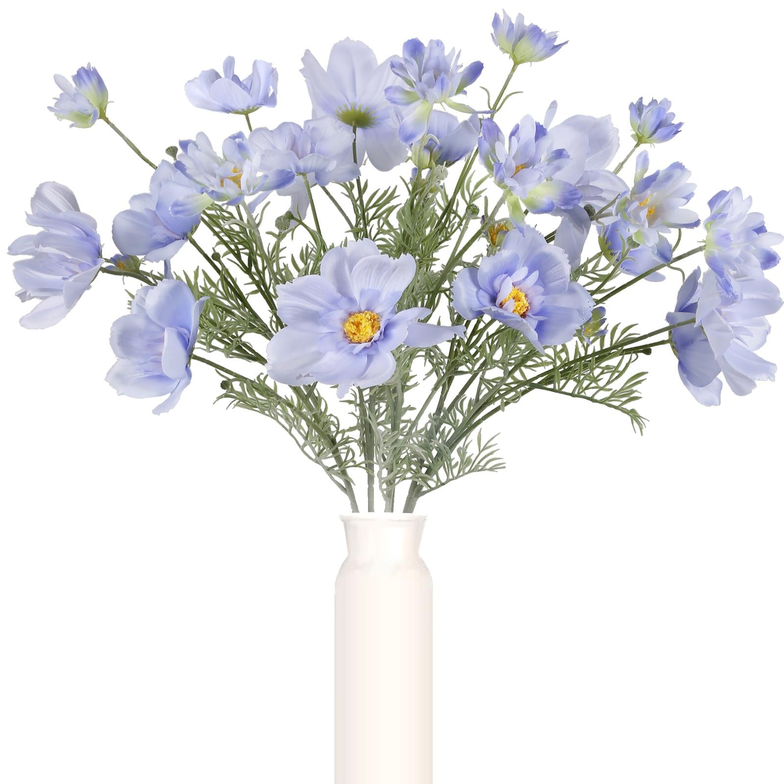 Blue artificial cosmos daisy flowers 6pcs 30 inch long stem for wedding tall vase party table decor