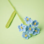Blue handmade wool crochet hydrangea forget-me-not flower gift vase decor