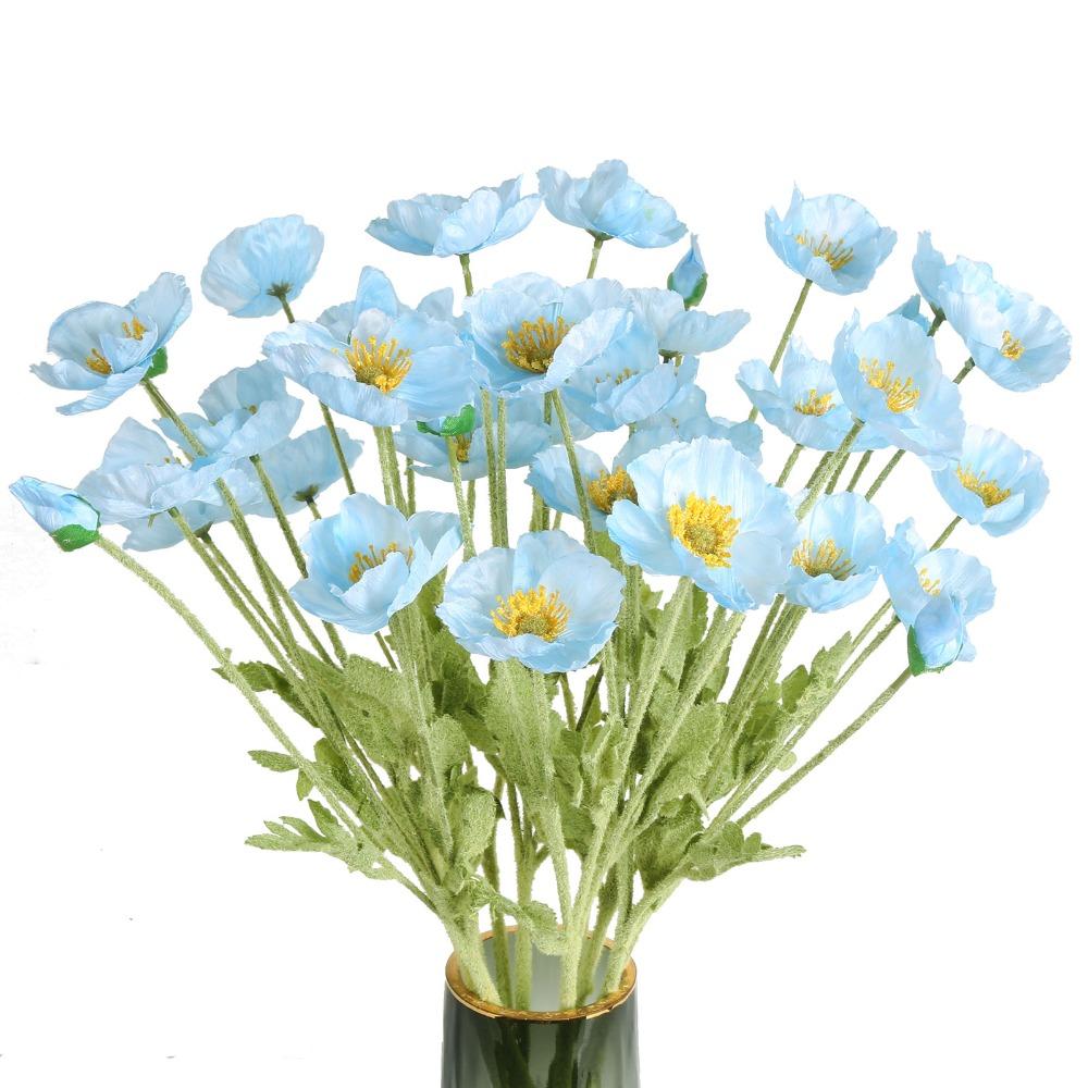 Blue handmade artificial faux blooms 10pcs for home wedding holiday DIY decor