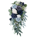 Blue luxury water drop bridal bouquet 17 inch French style rose for wedding bridesmaid photo shoot