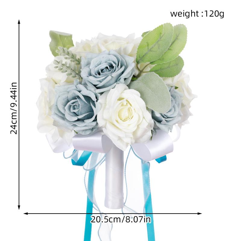 Blue artificial wedding bouquet for bride bridesmaids bridal bouquet silk flowers wedding decor