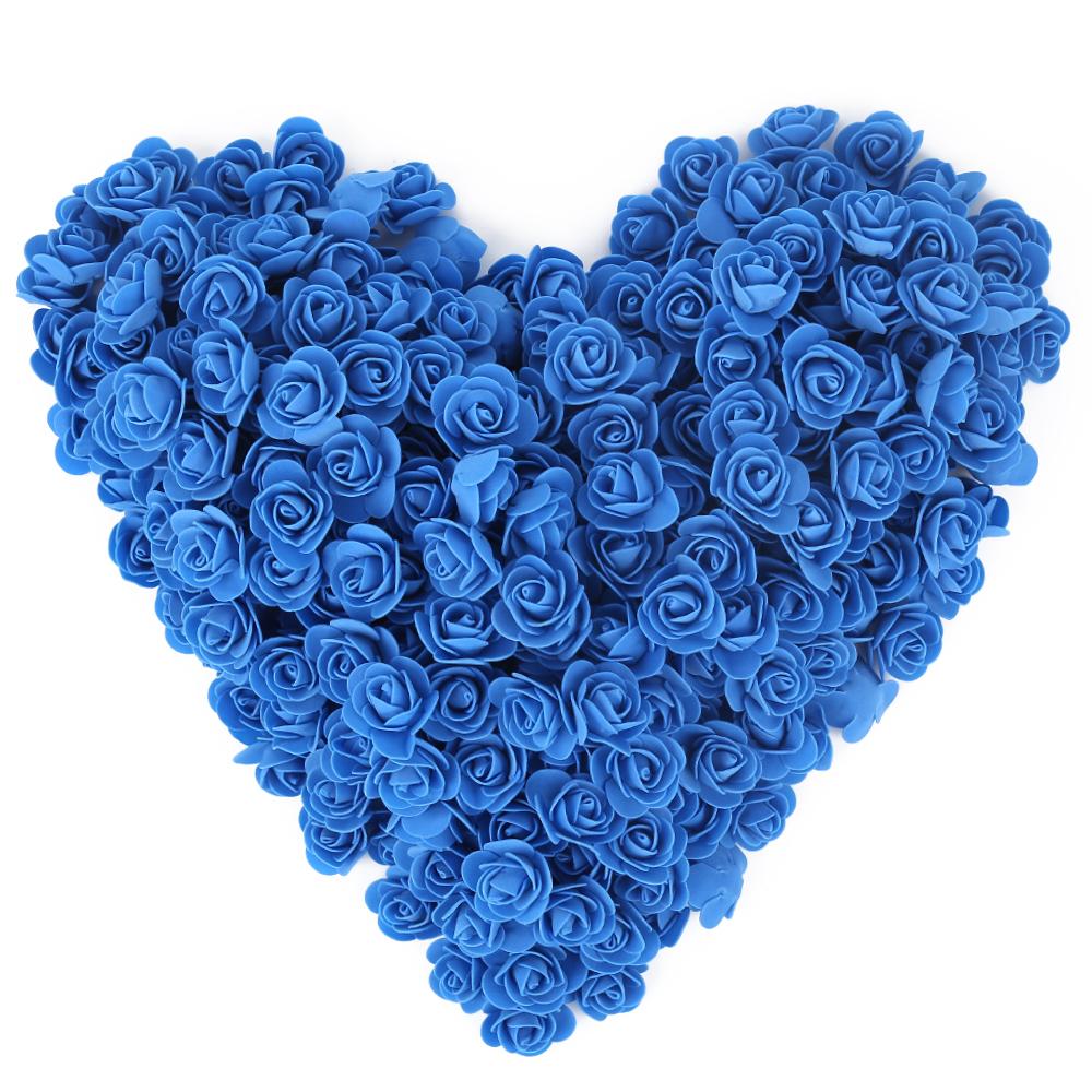 Blue mini foam rose heads 500pcs bulk for DIY wedding bouquet baby shower party decor