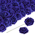 Blue glitter foam roses 30pcs 3.15in artificial flowers for wedding Christmas DIY decor