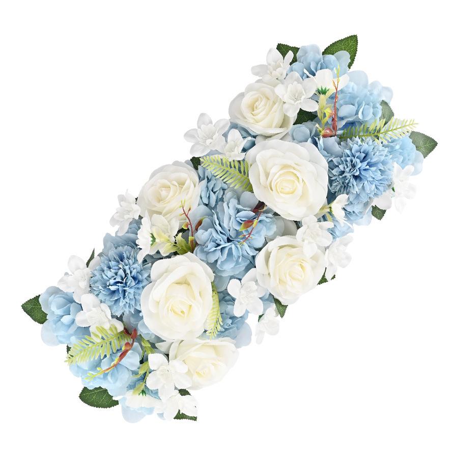 Blue faux floral swag for wedding arch ceremony backdrop and indoor decor
