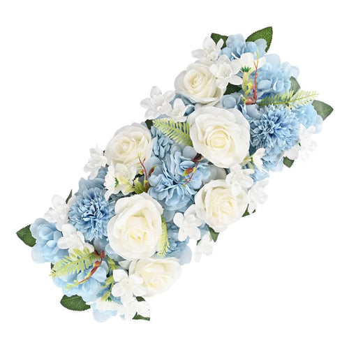 Blue faux floral swag for wedding arch ceremony backdrop and indoor decor
