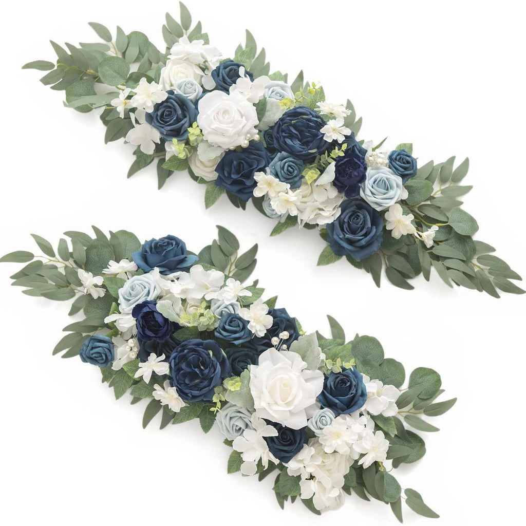 Blue artificial floral swag garland wedding arch table runner centerpiece decor