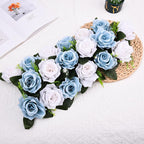 Blue artificial rose floral arrangement wedding table centerpiece party decor