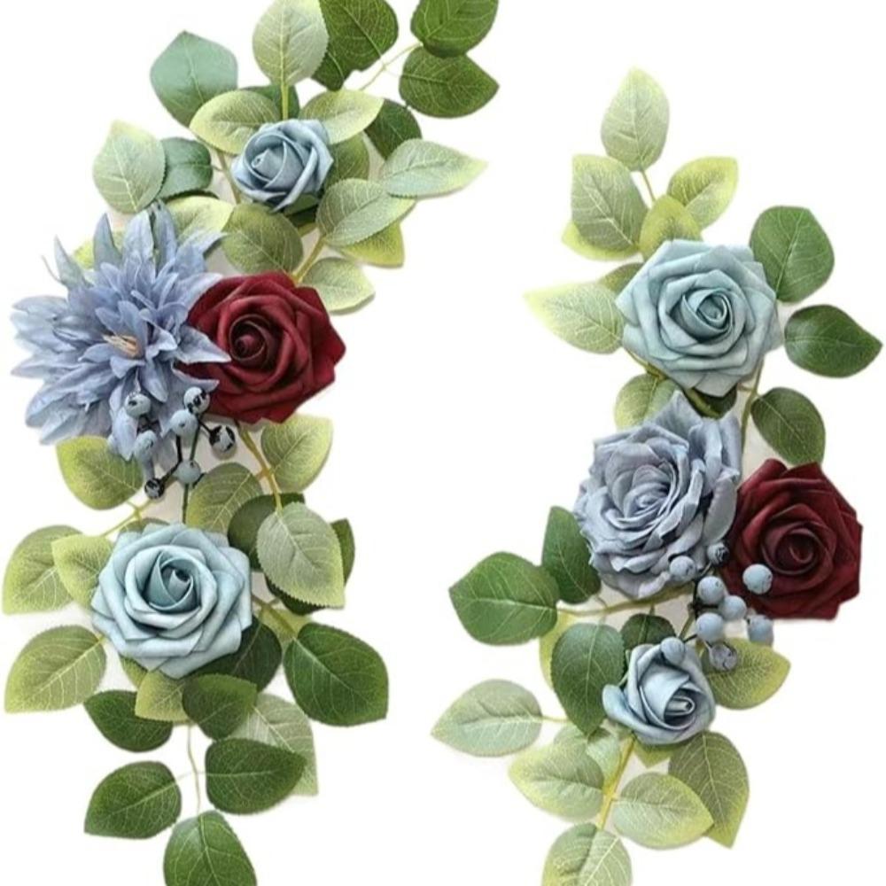 Blue rustic artificial flowers for wedding arch welcome sign birthday anniversary ceremony decor