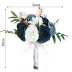 Blue handmade bridal wedding bouquet artificial flowers for ceremony church decoration
