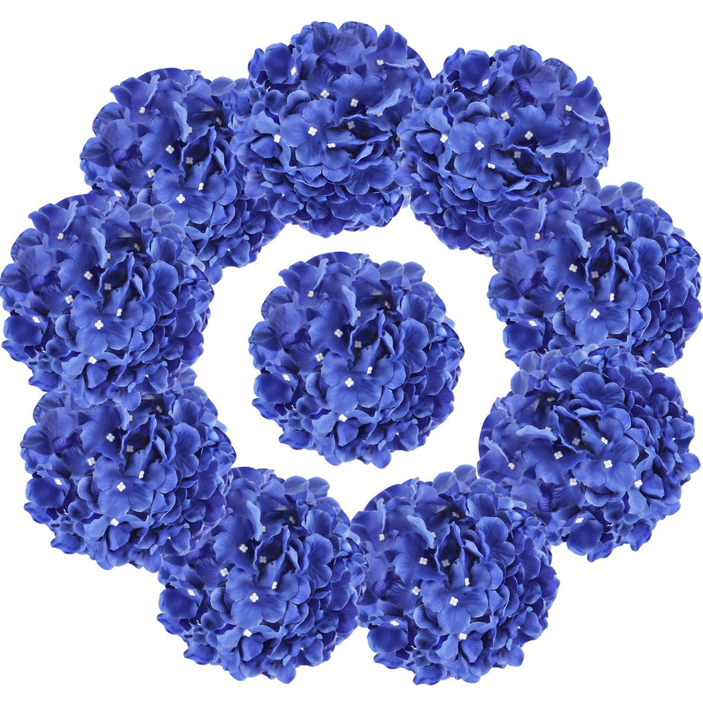 Blue artificial hydrangea flower heads 10pcs for wedding centerpiece bouquet DIY decor