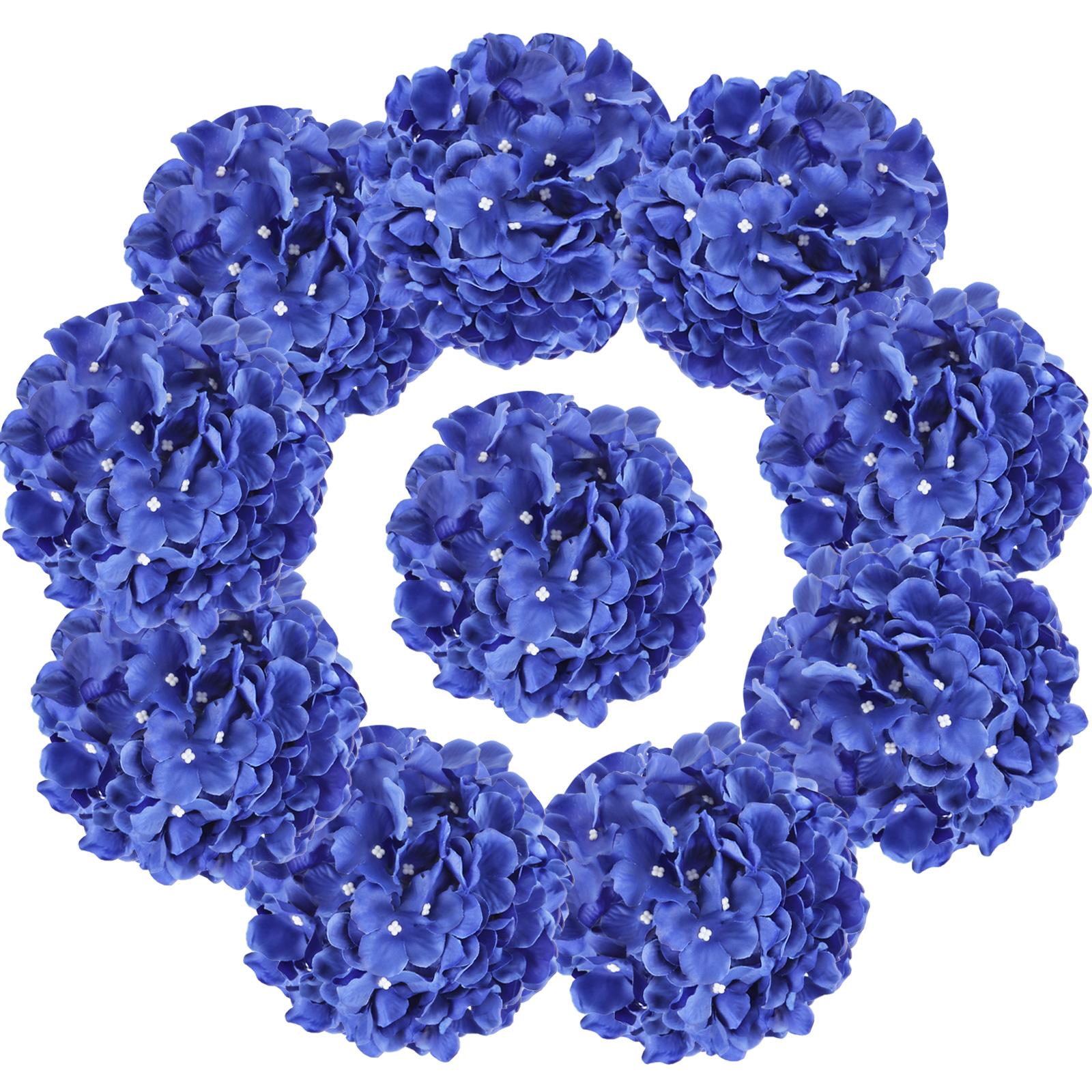 Blue artificial hydrangea flower heads 10pcs for wedding centerpiece bouquet DIY decor
