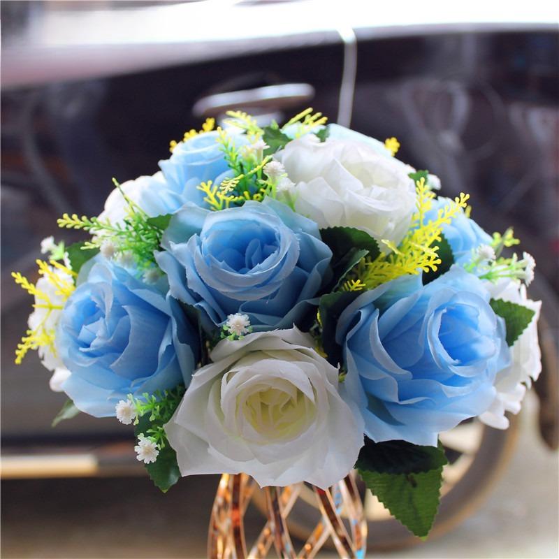 Blue artificial flower ball centerpiece 2pcs for wedding table party backdrop home decor