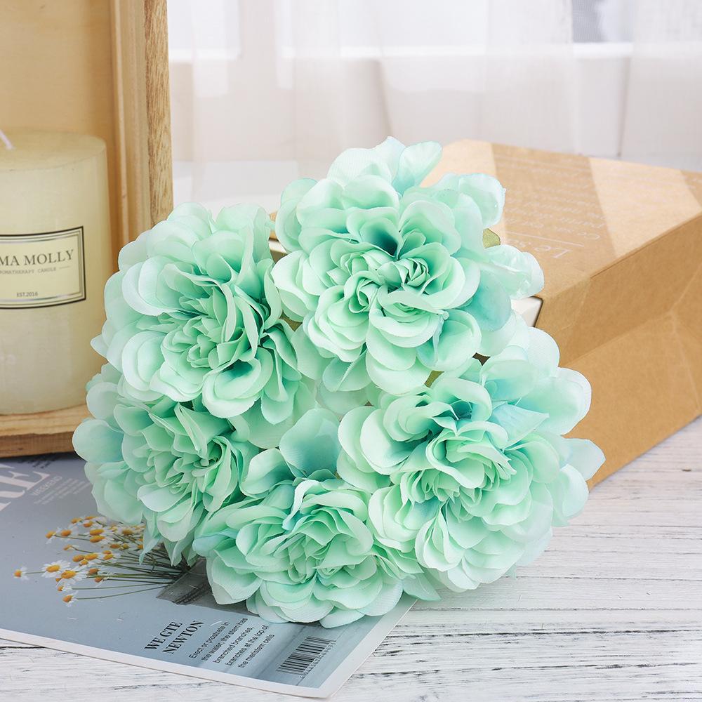 Blue artificial peony hydrangea bridal bouquet 2pcs for wedding home DIY decor