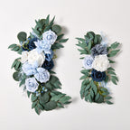 Blue boho wedding arch flowers kit dusty rose eucalyptus garland drapes decor