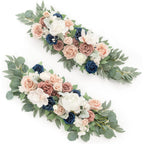 Blue pink artificial floral swag garland wedding arch table runner centerpiece decor
