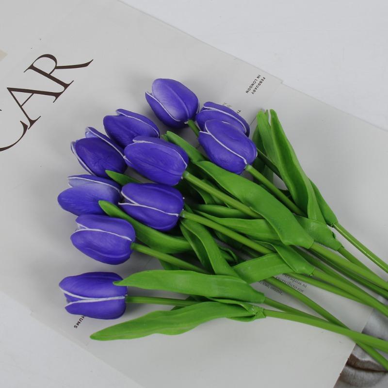 24PCS White Tulips Artificial Flowers Real Touch Tulips Flowers White Tulips Flowers for Home Table Decoration Wedding Bouquet Party Baby Shower Centerpieces Bridal Bouquet Decor