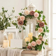 Boho Pink Rose Swag with White Blooms – 60cm
