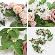Boho Pink Rose Swag with White Blooms – 60cm