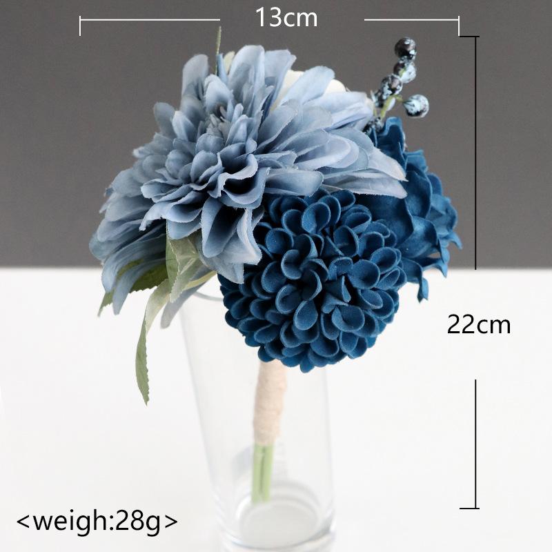 Dusty blue small bouquet 2pcs for wedding ceremony bridesmaid groomsmen anniversary prom
