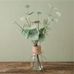 Artificial Eucalyptus Stems in Glass Vase with Faux Water | Faux Greenery for Bathroom Desk Shelf Coffee Table Decor