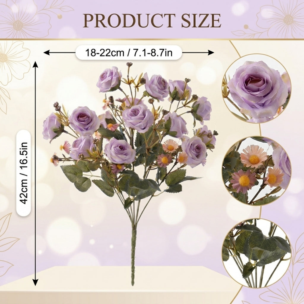 Rose & daisy bouquet UV resistant 2pcs arranged for 5 colors faux flower by IPOPU