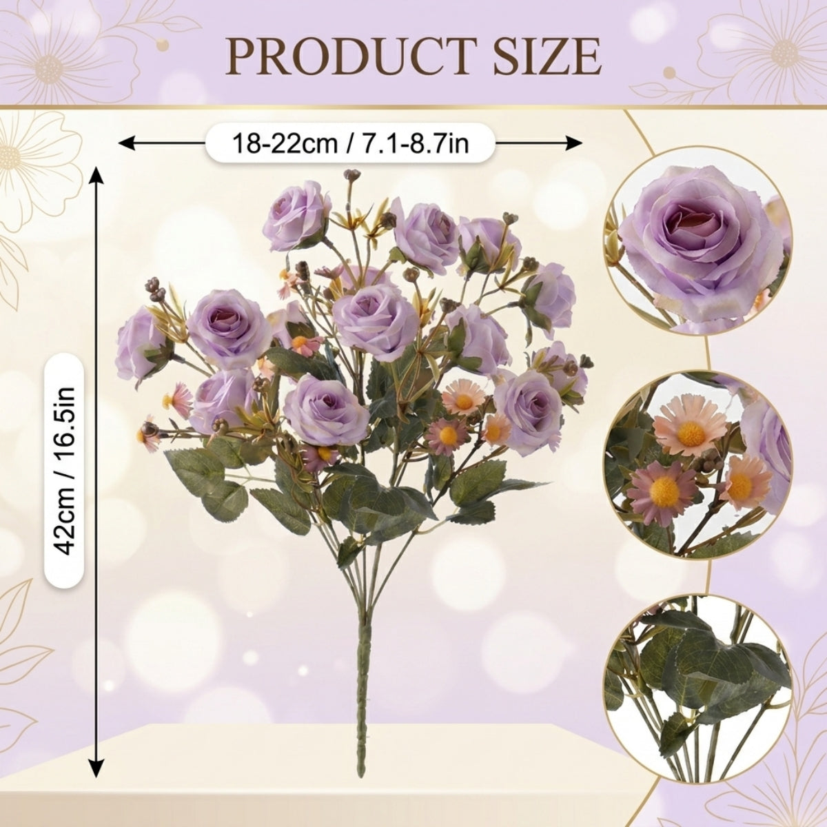 Rose & daisy bouquet UV resistant 2pcs arranged for 5 colors faux flower by IPOPU