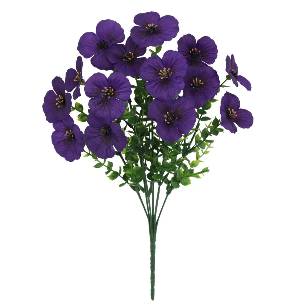 Artificial Pansy Flowers Outdoor Spring Flowers Pansies Wildflower UV Resistant Plants Faux Impatiens for Window Box Wedding Party Outside Garden Porch Decor